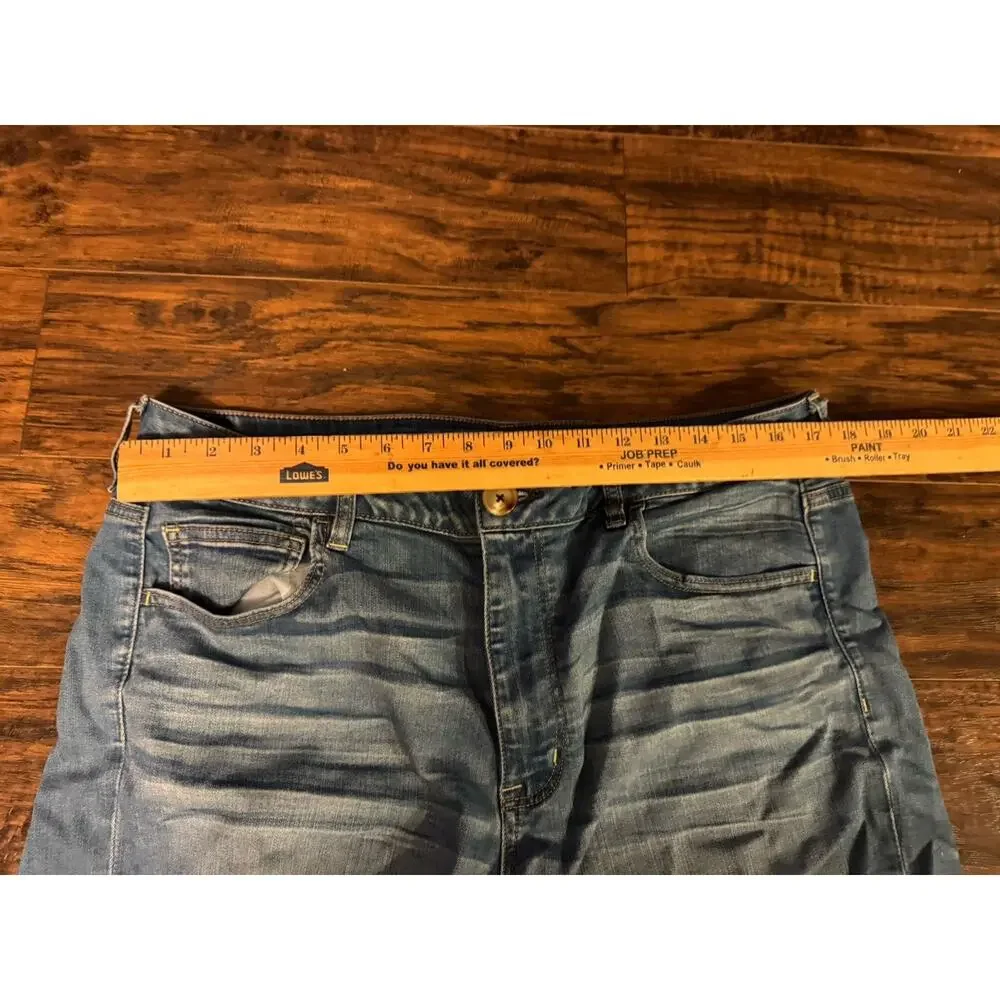 American Eagle Super Hi-Rise Shortie Stretch Blue Denim Shorts Plus Size 18 - Picture 12 of 12